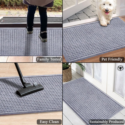 A1HC Durable Multi Purpose Polypropylene Rubber Doormat for Indoor Outdoor Front Door Mat, Waffle