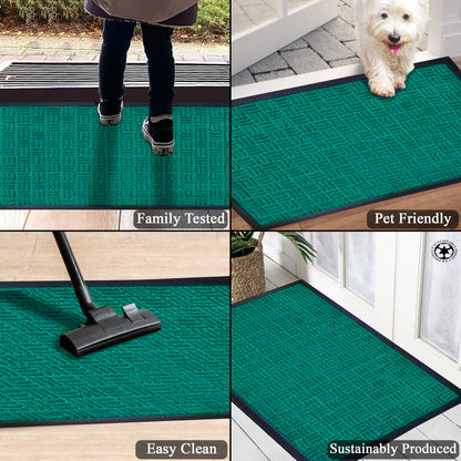 A1HC Indoor Outdoor Doormat Non-Slip Rubber Mat for Entrance, Patio, Garage and Office - Criss Cross