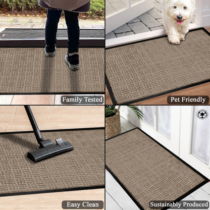 A1HC Indoor Outdoor Doormat Non-Slip Rubber Mat for Entrance, Patio, Garage and Office - Criss Cross