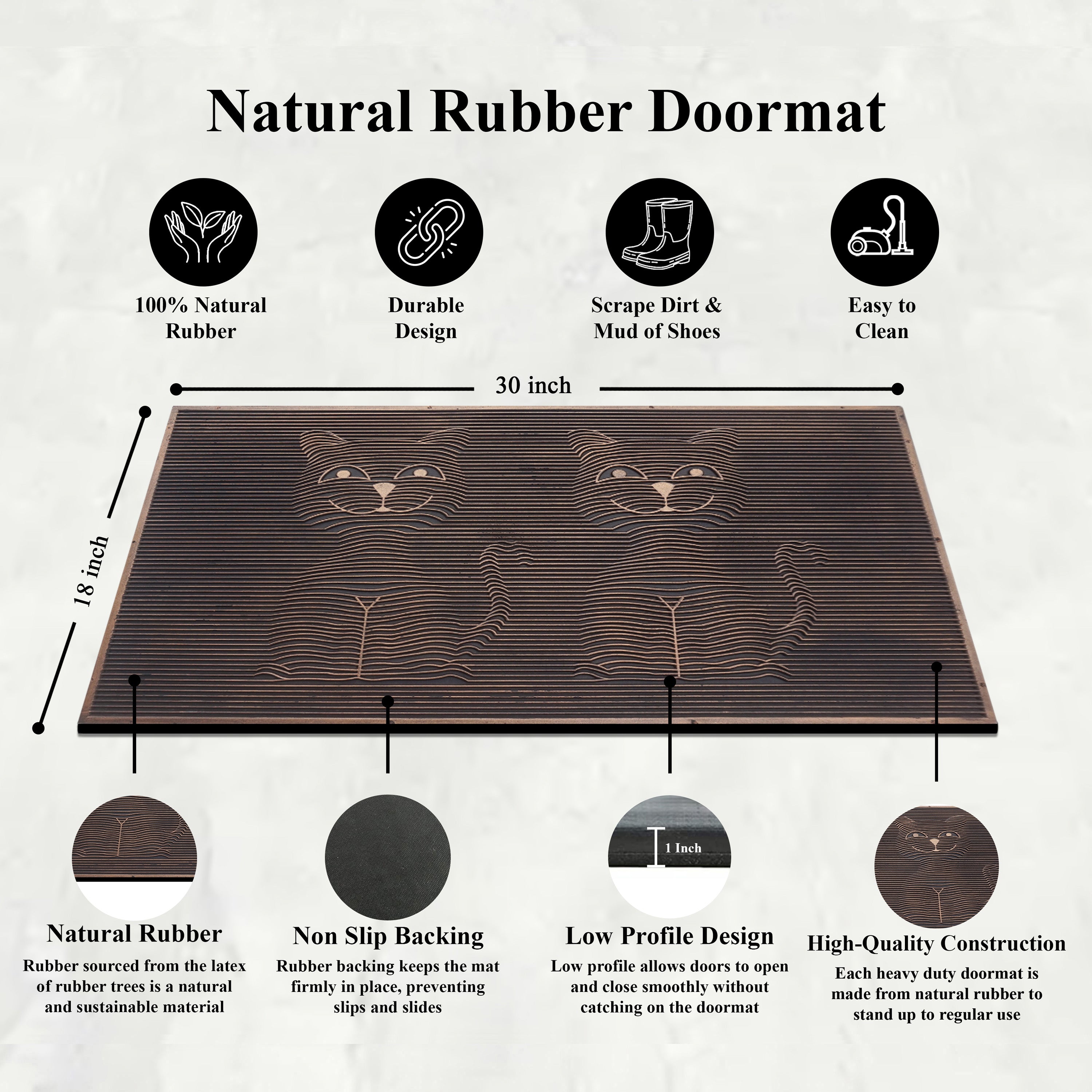 decorative cat rubber doormat for patio entrance