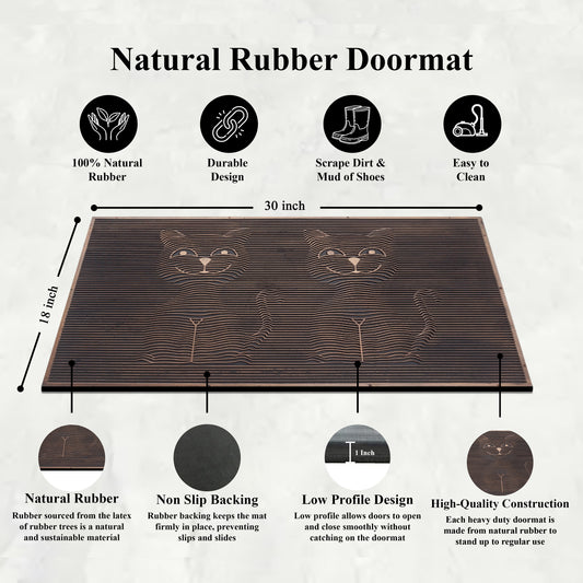 decorative cat rubber doormat for patio entrance