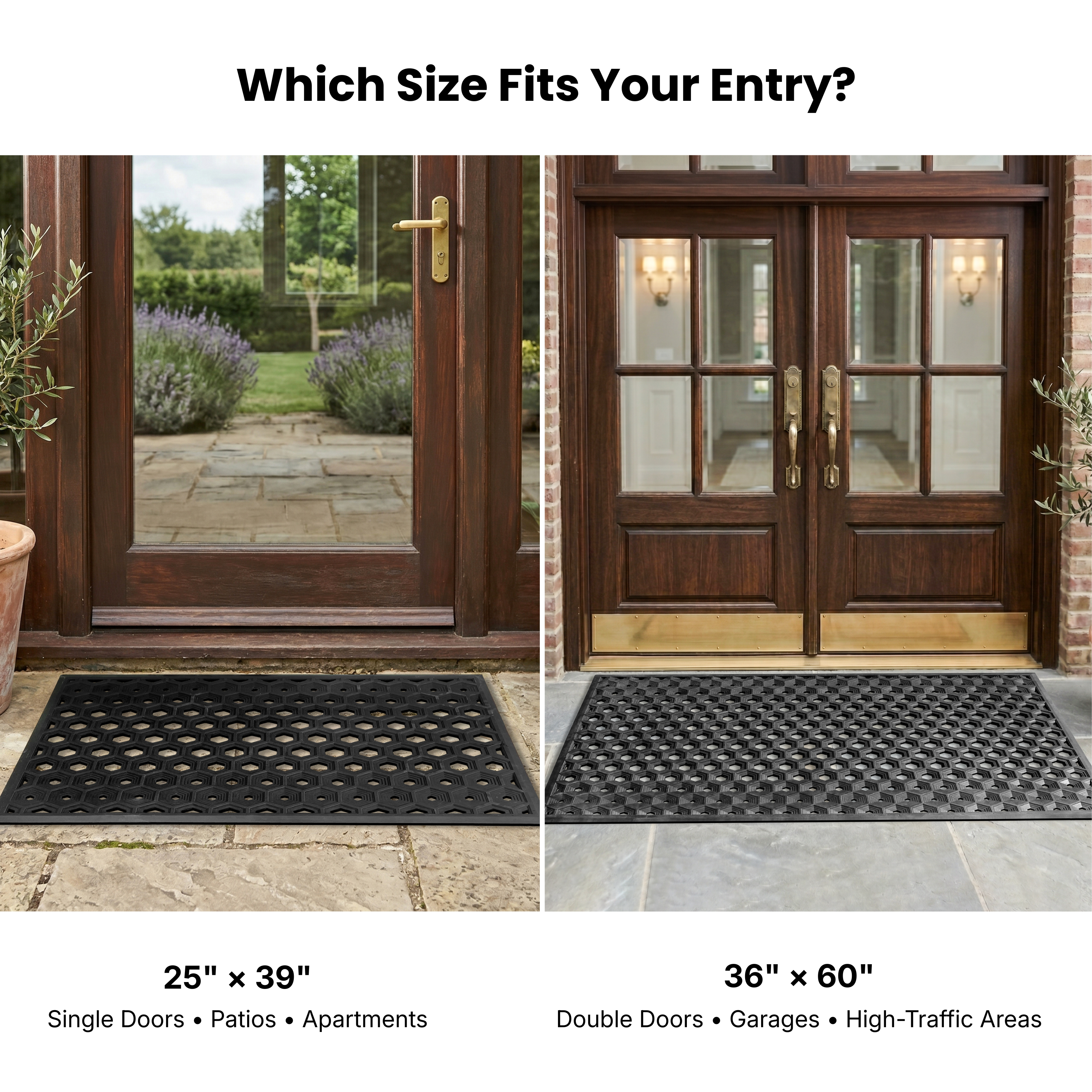 Heavy duty outdoor rubber entry mat for high traffic areas