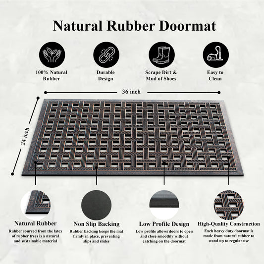 heavy duty outdoor rubber front door mat lattice style