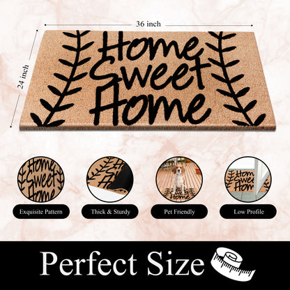 A1HC Natural Coir Flocked Door mat with Heavy Duty Non-Slip PVC Backing, Low-Profile Durable Doormat