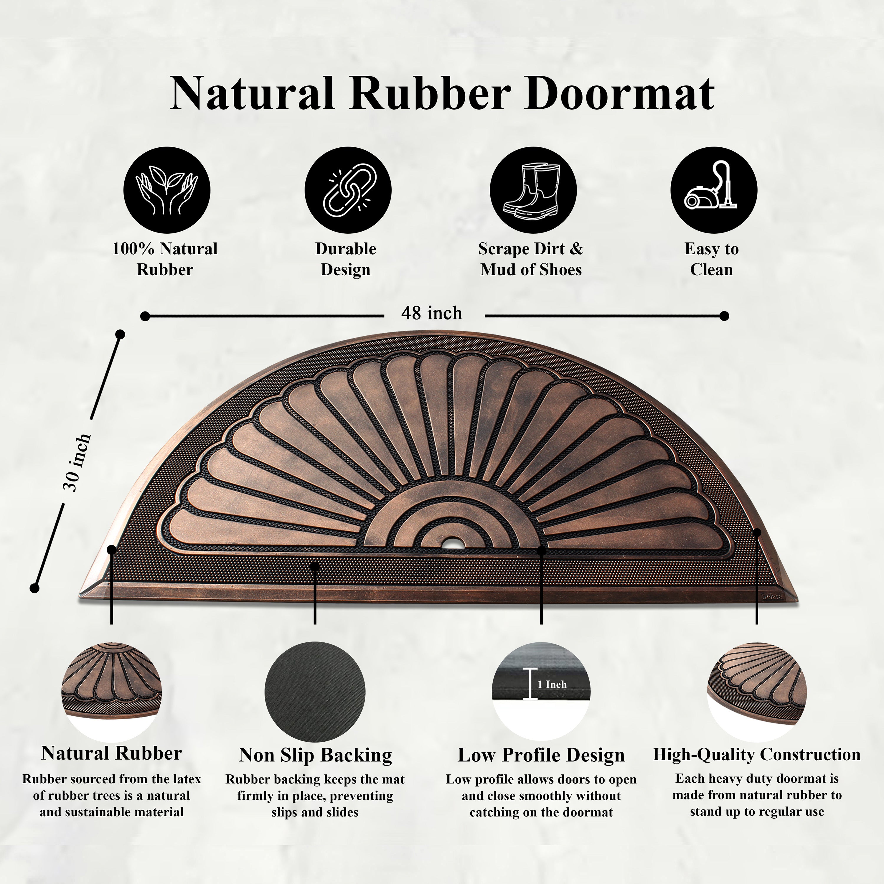 decorative half round rubber mat for patio entrance