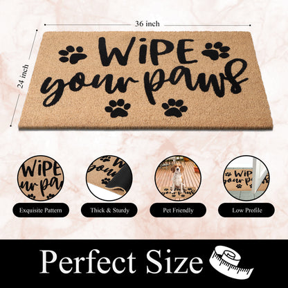 A1HC Natural Coir Flocked Door mat with Heavy Duty Non-Slip PVC Backing, Low-Profile Durable Doormat