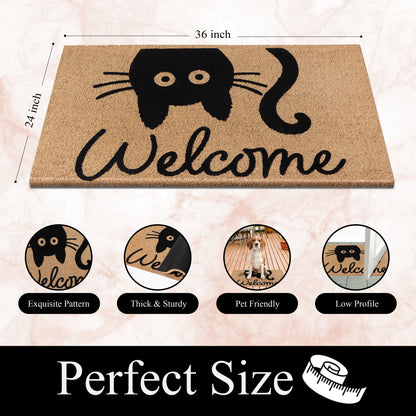 A1HC Natural Coir Flocked Door mat with Heavy Duty Non-Slip PVC Backing, Low-Profile Durable Doormat