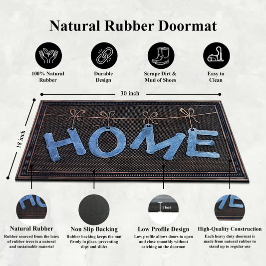 front door outdoor rubber mat with HOME lettering