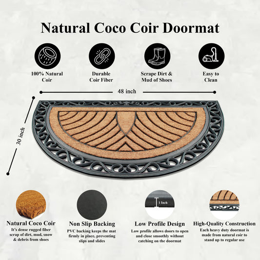 patio door mat coir geometric pattern half circle