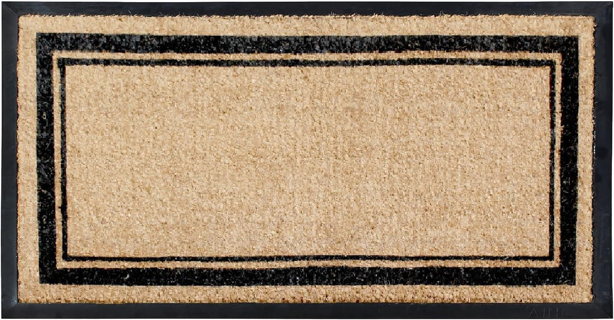 A1HC Natural Rubber Coir Outdoor Doormat 24x48 Markham Classic Border, Anti-Shed Treated Durable Front Door Mat