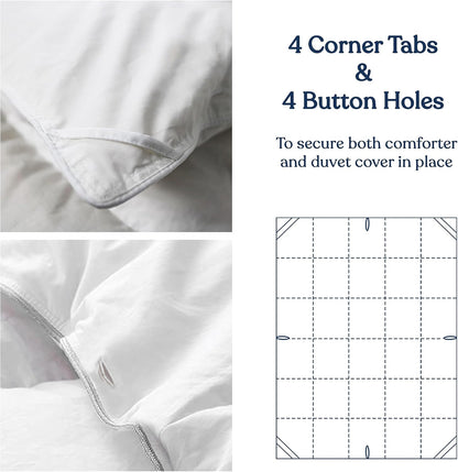 Delara Duvet Insert,GOTS Certified Organic Cotton Cover,Hypoallergenic,Snow Down Alternative-Filled,150 GSM Lightweight Warmth