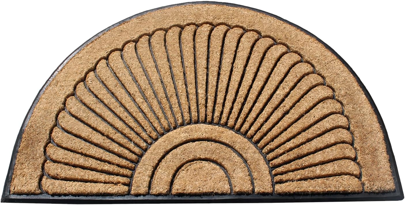A1HC Natural Coir and Rubber Door Mat Thick Durable Doormat for Outdoor Entrance Semicircular