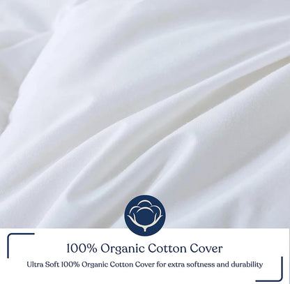 Delara GOTS Certified Organic Merino Wool Comforter Duvet Insert, Ultra-Soft, 100% Organic Cotton Shell, All-Season, 200 GSM