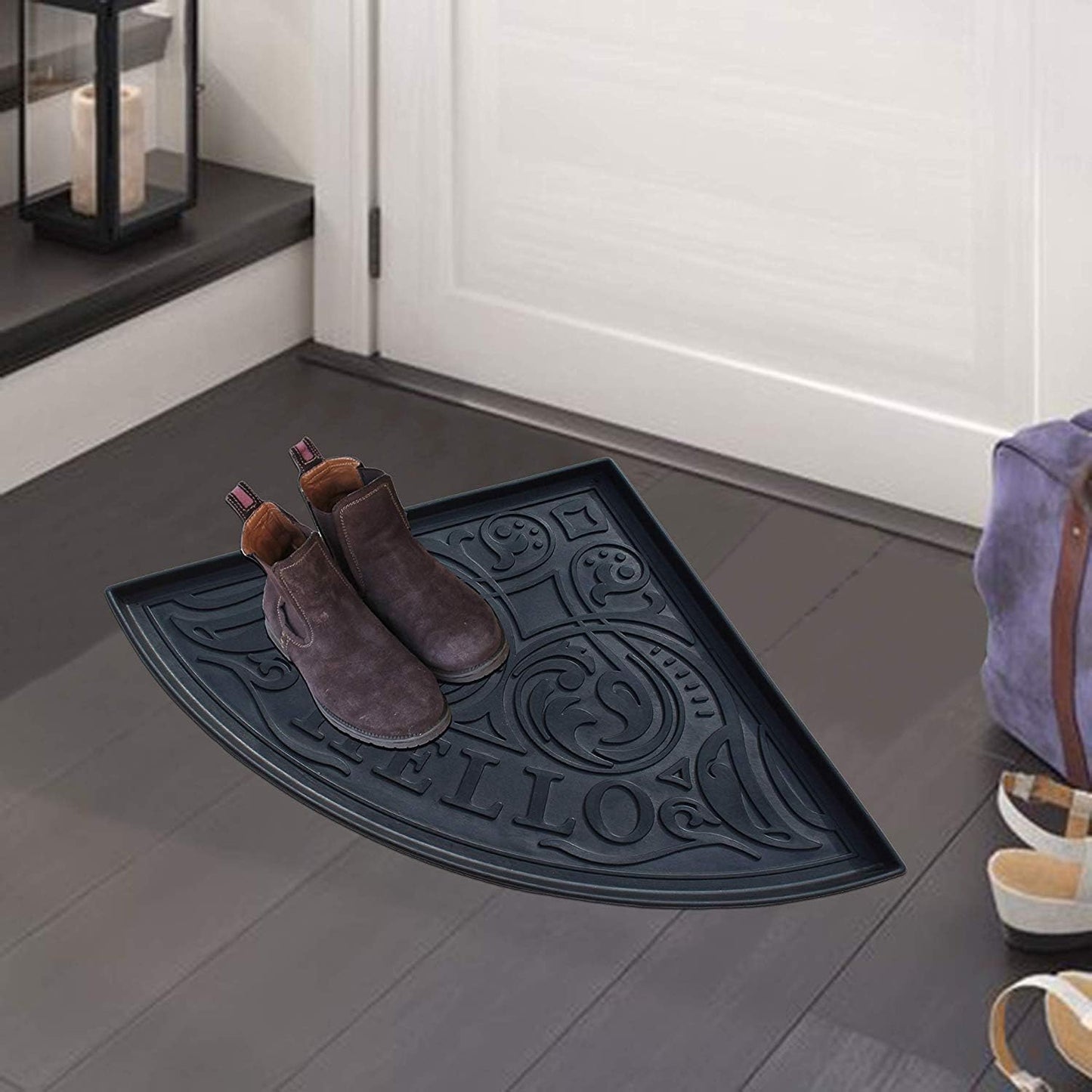 A1HC Heavy Duty Flexible and Durable 100% Rubber 21.6" X 21.6", Hello Triangle Boot Tray