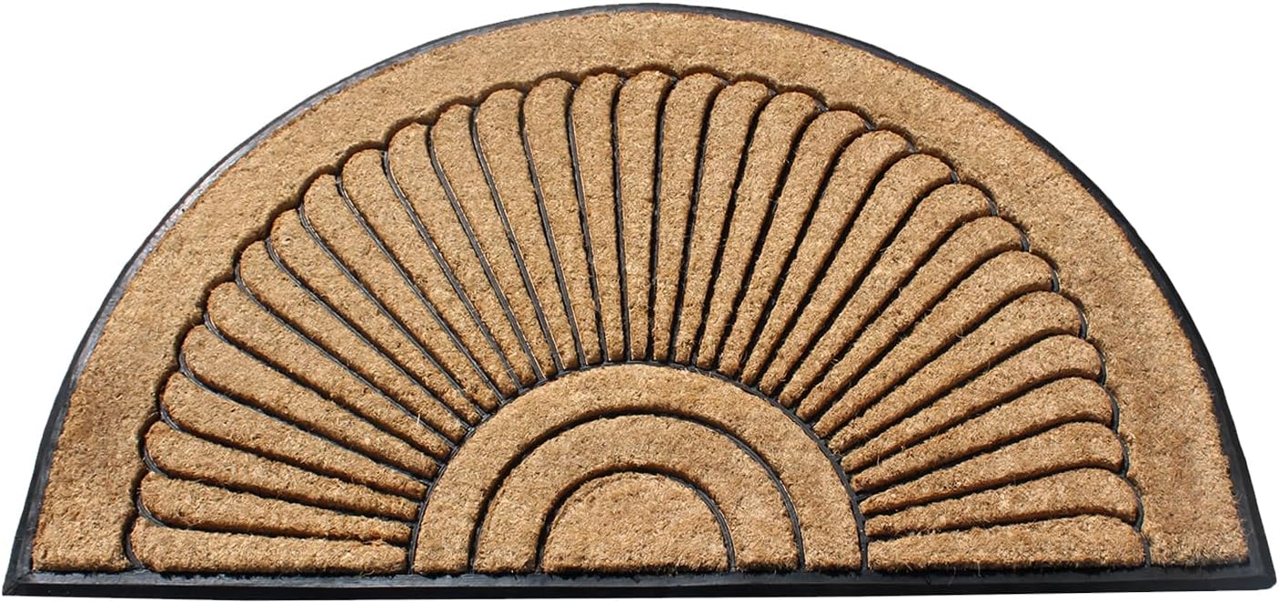 A1HC Natural Coir and Rubber Door Mat Thick Durable Doormat for Outdoor Entrance Semicircular