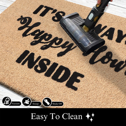 A1HC Natural Coir Flocked Door mat with Heavy Duty Non-Slip PVC Backing, Low-Profile Durable Doormat