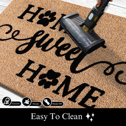 A1HC Natural Coir Flocked Door mat with Heavy Duty Non-Slip PVC Backing, Low-Profile Durable Doormat