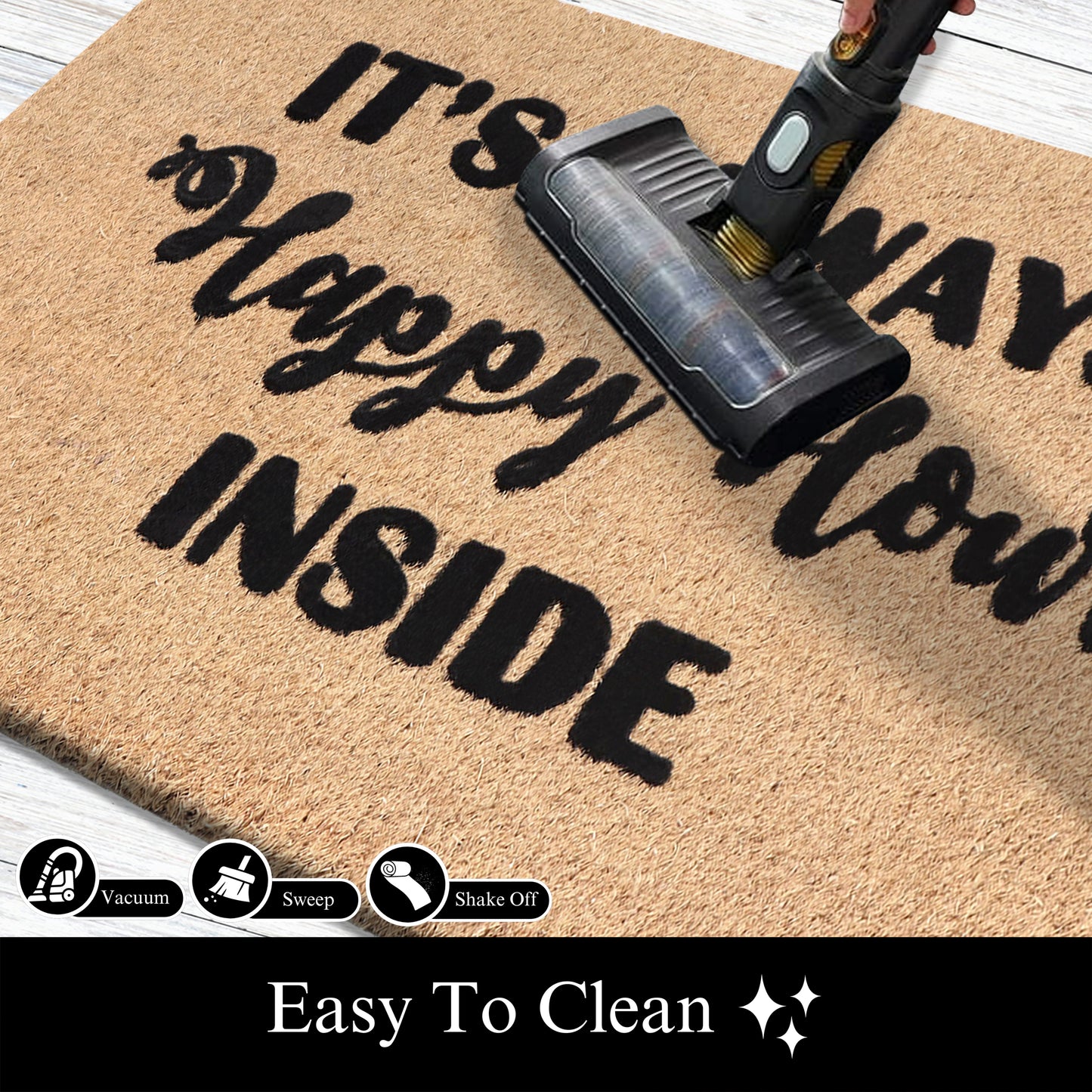 A1HC Natural Coir Flocked Door mat with Heavy Duty Non-Slip PVC Backing, Low-Profile Durable Doormat