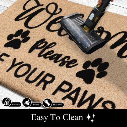 A1HC Natural Coir Flocked Door mat with Heavy Duty Non-Slip PVC Backing, Low-Profile Durable Doormat