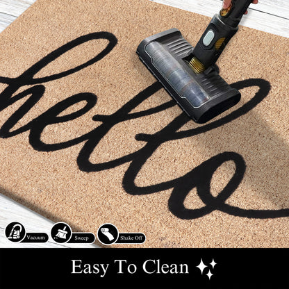 A1HC Natural Coir Flocked Door mat with Heavy Duty Non-Slip PVC Backing, Low-Profile Durable Doormat