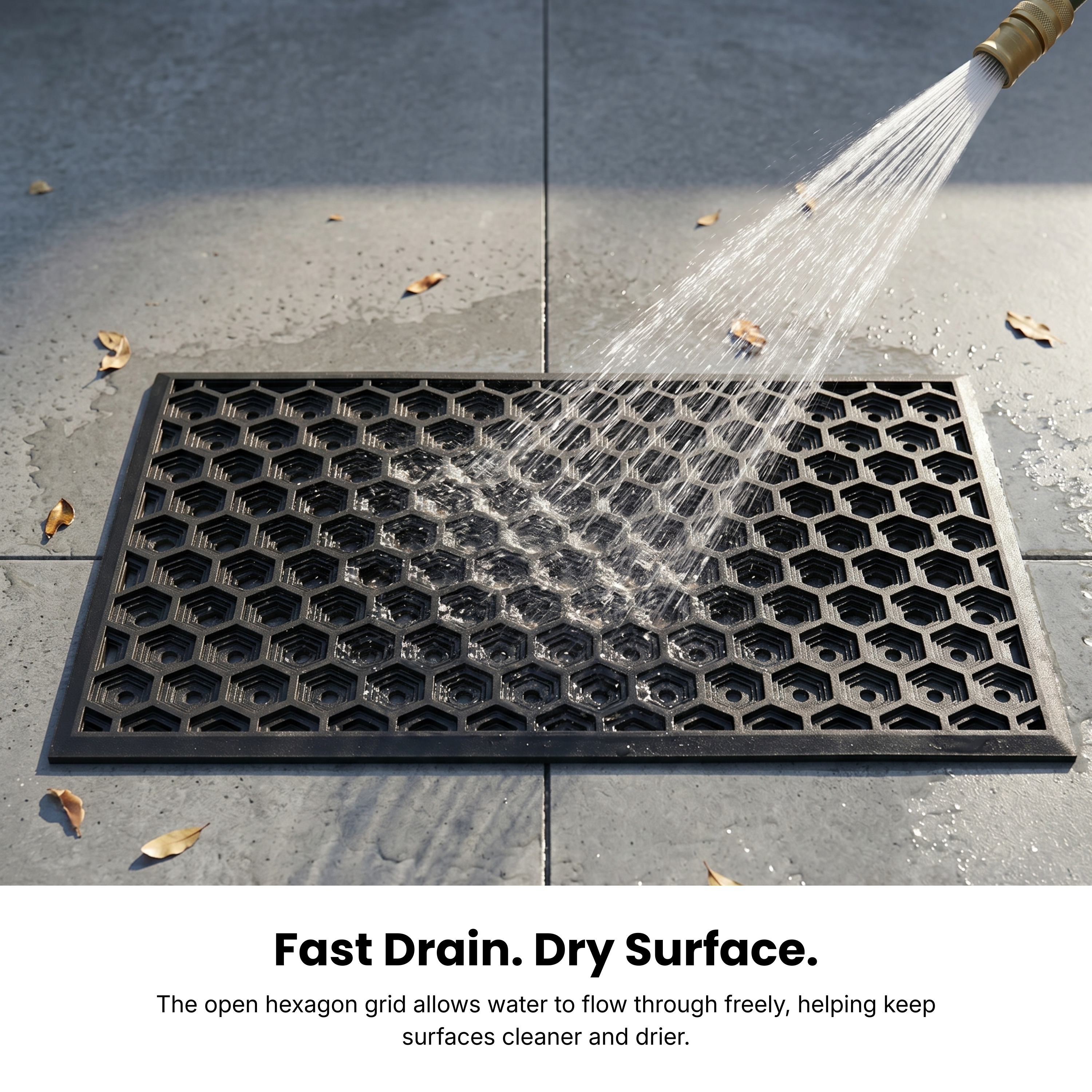 Subhera Collection Heavy Duty Rubber Commercial Door Mat, Open Grid Outdoor Entry Mat for High-Traffic Areas