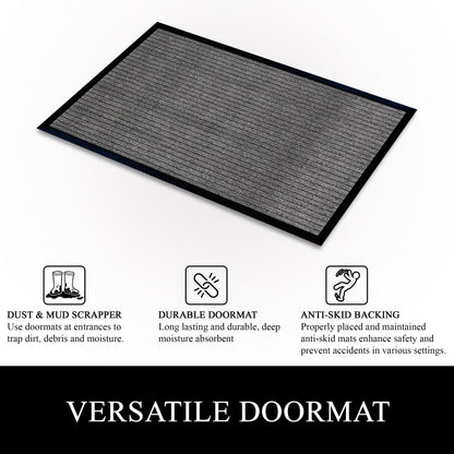 A1HC Indoor Outdoor Doormat, Non-Slip Rubber Mat for Entrance, Patio, Garage and Office - Stripe