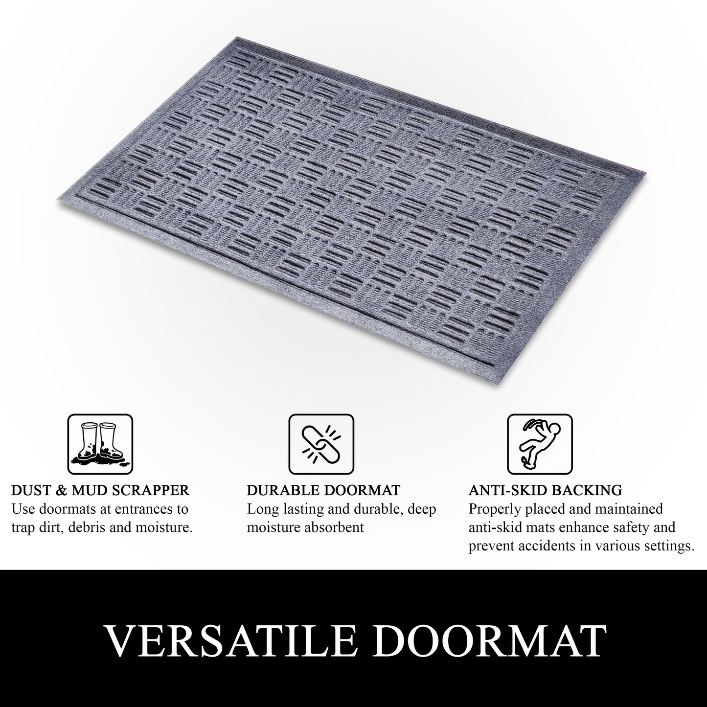 A1HC Durable Multi Purpose Polypropylene Rubber Doormat for Indoor Outdoor Front Door Mat Criss Cross