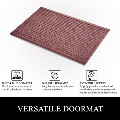 A1HC Durable Multi Purpose Polypropylene Rubber Doormat for Indoor Outdoor Front Door Mat, Waffle