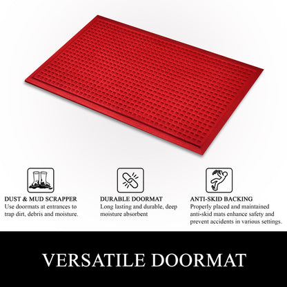 A1HC Durable Multi Purpose Polypropylene Rubber Doormat for Indoor Outdoor Front Door Mat, Waffle