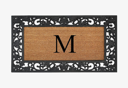 A1HC Natural Coir Monogrammed 23"X38", Anti‑Shed Treated Durable Doormat for Outdoor Entrance
