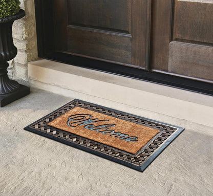 A1HC Rubber and Coir Door Mat 23"x38", Thick Durable Welcome Doormat for Indoor Outdoor Entrance
