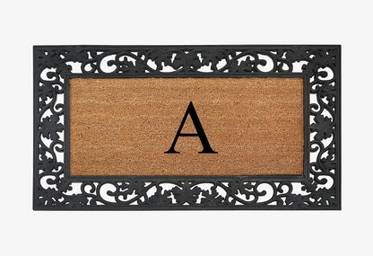 A1HC Natural Coir Monogrammed 23"X38", Anti‑Shed Treated Durable Doormat for Outdoor Entrance