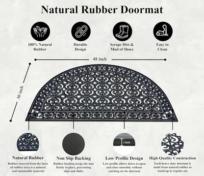 A1HC Large Outdoor Floor Door Mat, 30"X48", Natural Rubber Grill Drainable Design & Anti Fatigue Doormat
