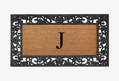 A1HC Natural Coir Monogrammed 23"X38", Anti‑Shed Treated Durable Doormat for Outdoor Entrance