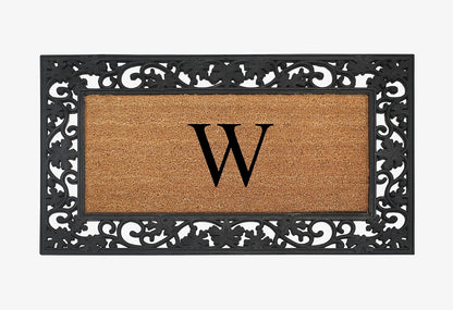 A1HC Natural Coir Monogrammed 23"X38", Anti‑Shed Treated Durable Doormat for Outdoor Entrance