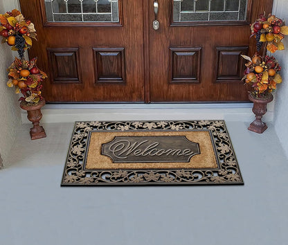 A1HC Rubber and Coir Door Mat 23"x38", Thick Durable Welcome Doormat for Indoor Outdoor Entrance