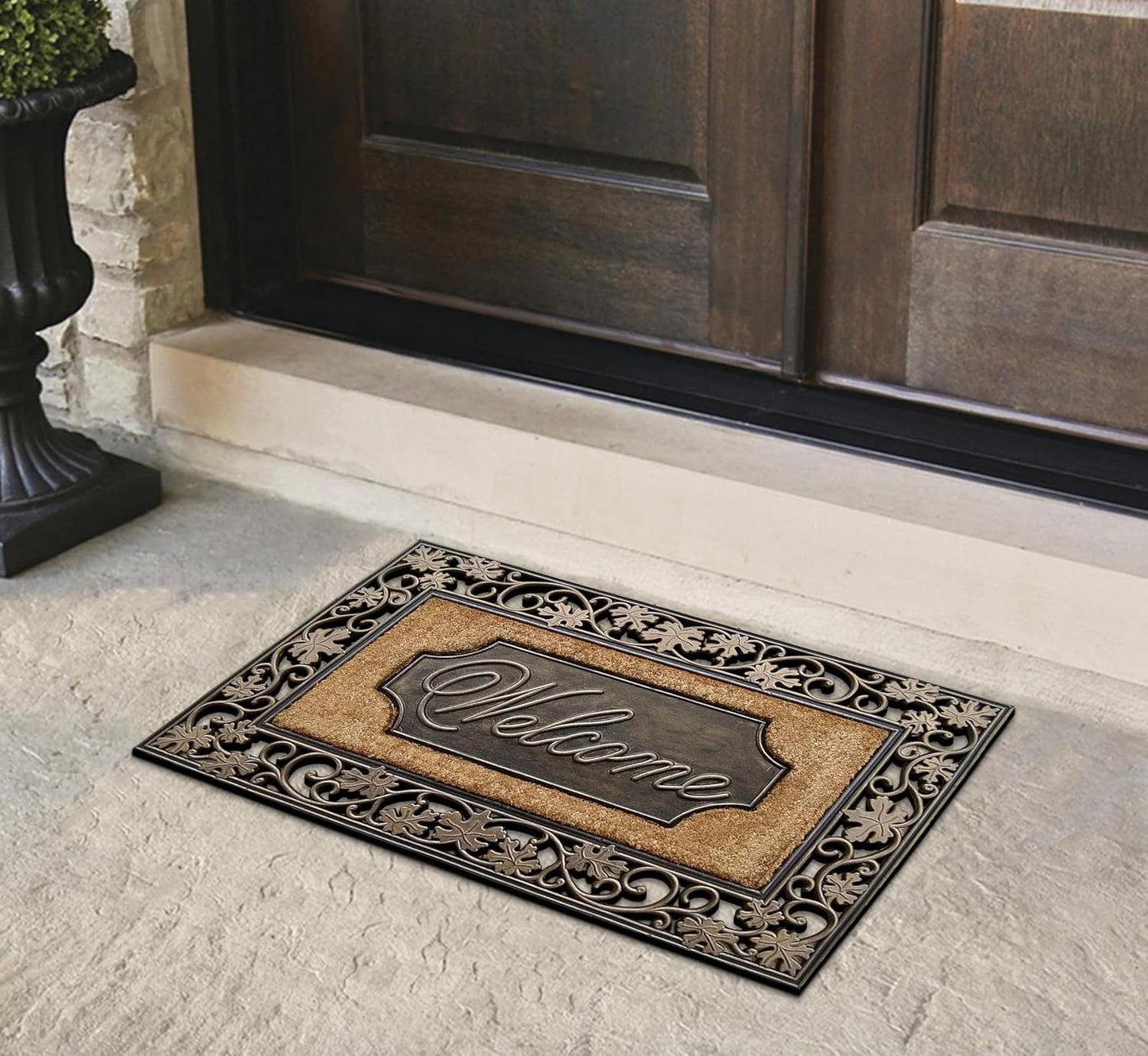 A1HC Rubber and Coir Door Mat 23"x38", Thick Durable Welcome Doormat for Indoor Outdoor Entrance