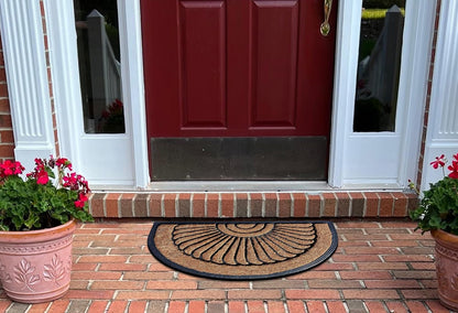 A1HC Natural Coir and Rubber Half Round Door Mat 30”x48”, Non-Slip, Thin Profile Heavy Duty Doormat