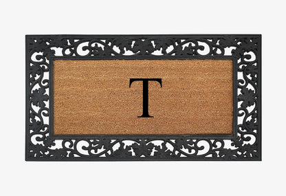 A1HC Natural Coir Monogrammed 23"X38", Anti‑Shed Treated Durable Doormat for Outdoor Entrance