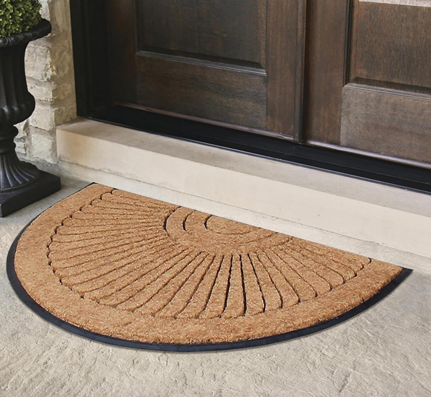 A1HC Natural Coir and Rubber Door Mat Thick Durable Doormat for Outdoor Entrance Semicircular