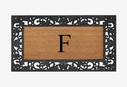 A1HC Natural Coir Monogrammed 23"X38", Anti‑Shed Treated Durable Doormat for Outdoor Entrance