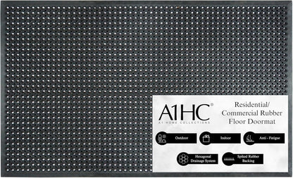 A1HC Non-Slip Rubber Floor Mat 36"x60", Anti-Fatigue Water Drainage Ideal for Commercial & Home Use