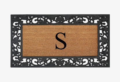 A1HC Natural Coir Monogrammed 23"X38", Anti‑Shed Treated Durable Doormat for Outdoor Entrance