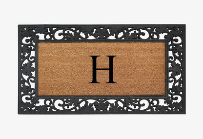 A1HC Natural Coir Monogrammed 23"X38", Anti‑Shed Treated Durable Doormat for Outdoor Entrance