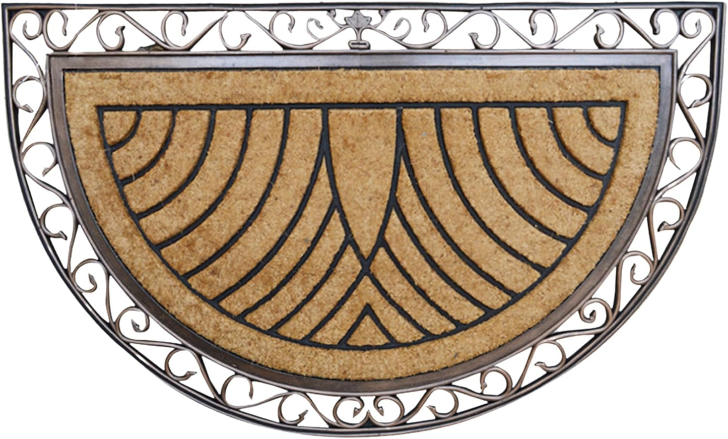 A1HC Natural Half-Round Rubber and Coir Doormat, 30" x 48", Anti-Shed, Fade-Resistant Entrance Mat