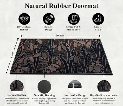 A1HC Wild Flowers Copper Welcome Door Mat 18"x30", Outdoor Rubber Entrance Mat with Non-Slip Backing