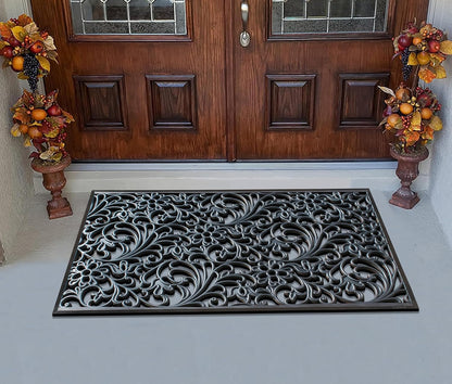A1HC 100% Rubber Outdoor Doormat, Floral Paisley, 30"x48", All-Weather, Slip-Resistant, Mats for Entryways