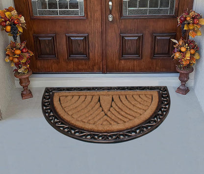 A1HC Natural Half-Round Rubber and Coir Doormat, 30" x 48", Anti-Shed, Fade-Resistant Entrance Mat