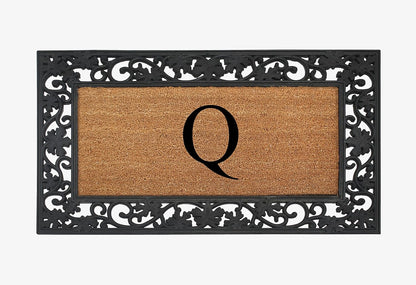 A1HC Natural Coir Monogrammed 23"X38", Anti‑Shed Treated Durable Doormat for Outdoor Entrance