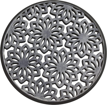 A1HC Rubber Multi Functional Garden Stepping Stone Paisley Round Black Mat , 14"X14" Set of 3